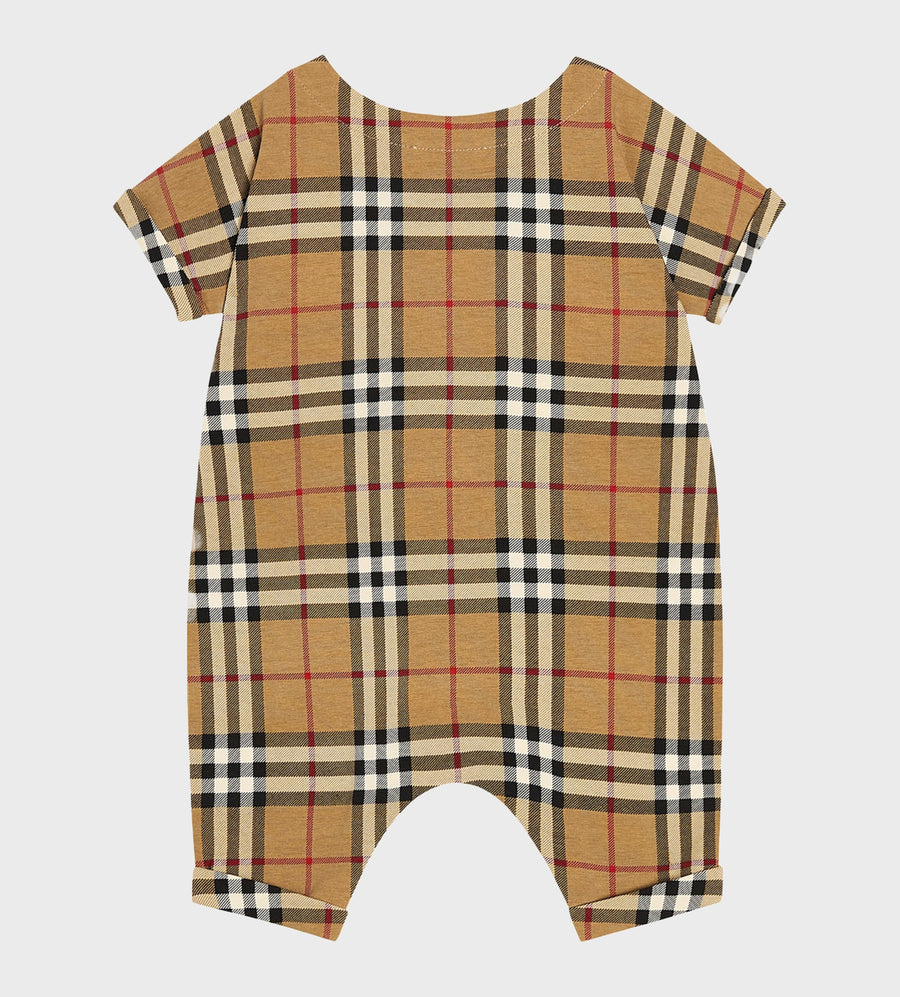 Check Pattern Babysuit Beige