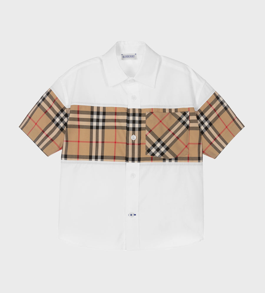 Baby Check Panel Shirt White