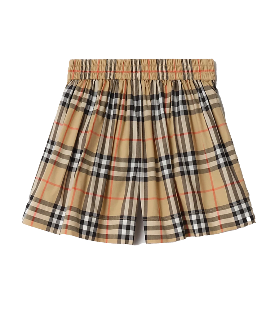 Burberry Check Cotton Shorts in Sand Beige (Kids)