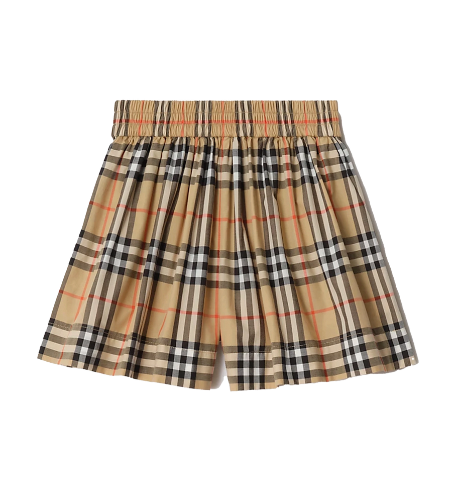 Burberry Check Cotton Shorts in Sand Beige (Kids)