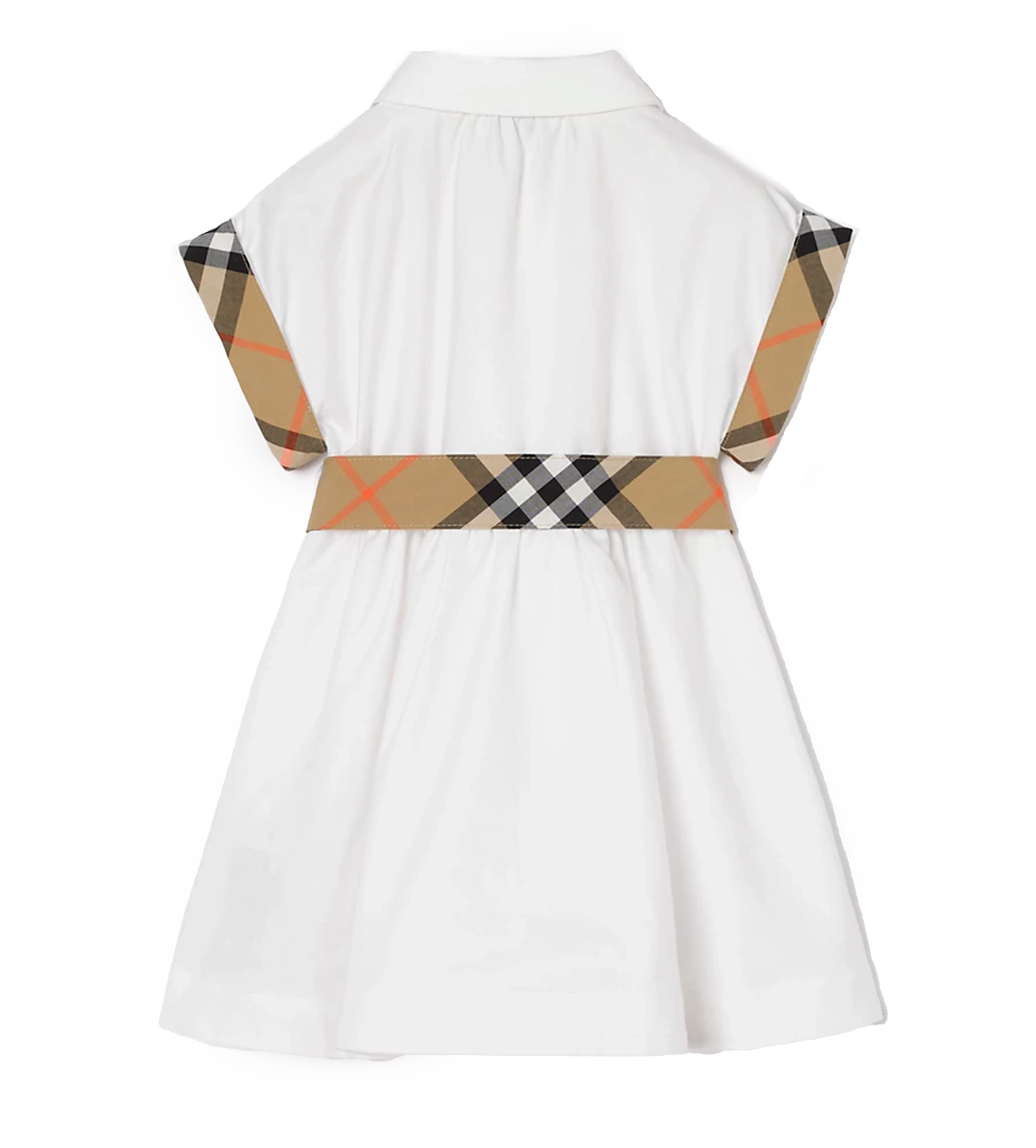 Burberry Check Trim Cotton Shirt Dress in White (Kids)