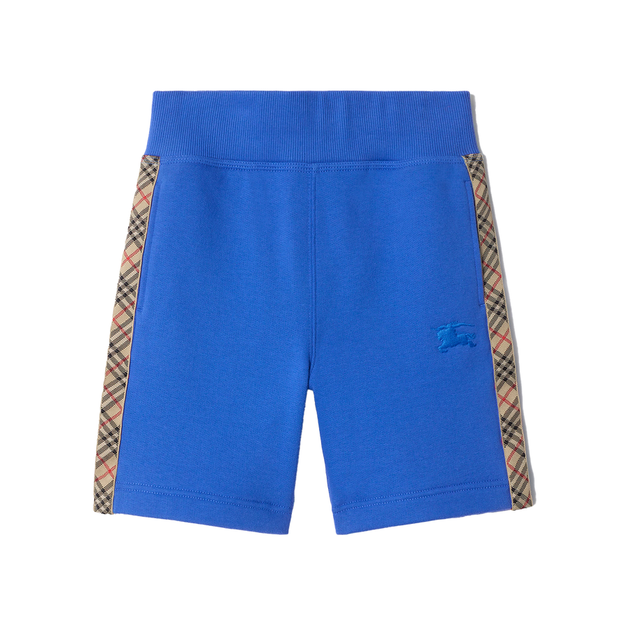 Burberry Check Trim Cotton Shorts in Hyacinth Blue (Kids)