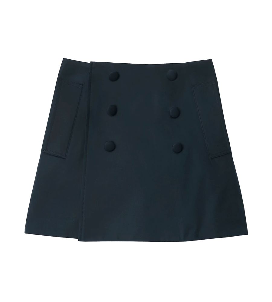 Burberry Cotton Wrap Trench Skirt in Navy (Kids)