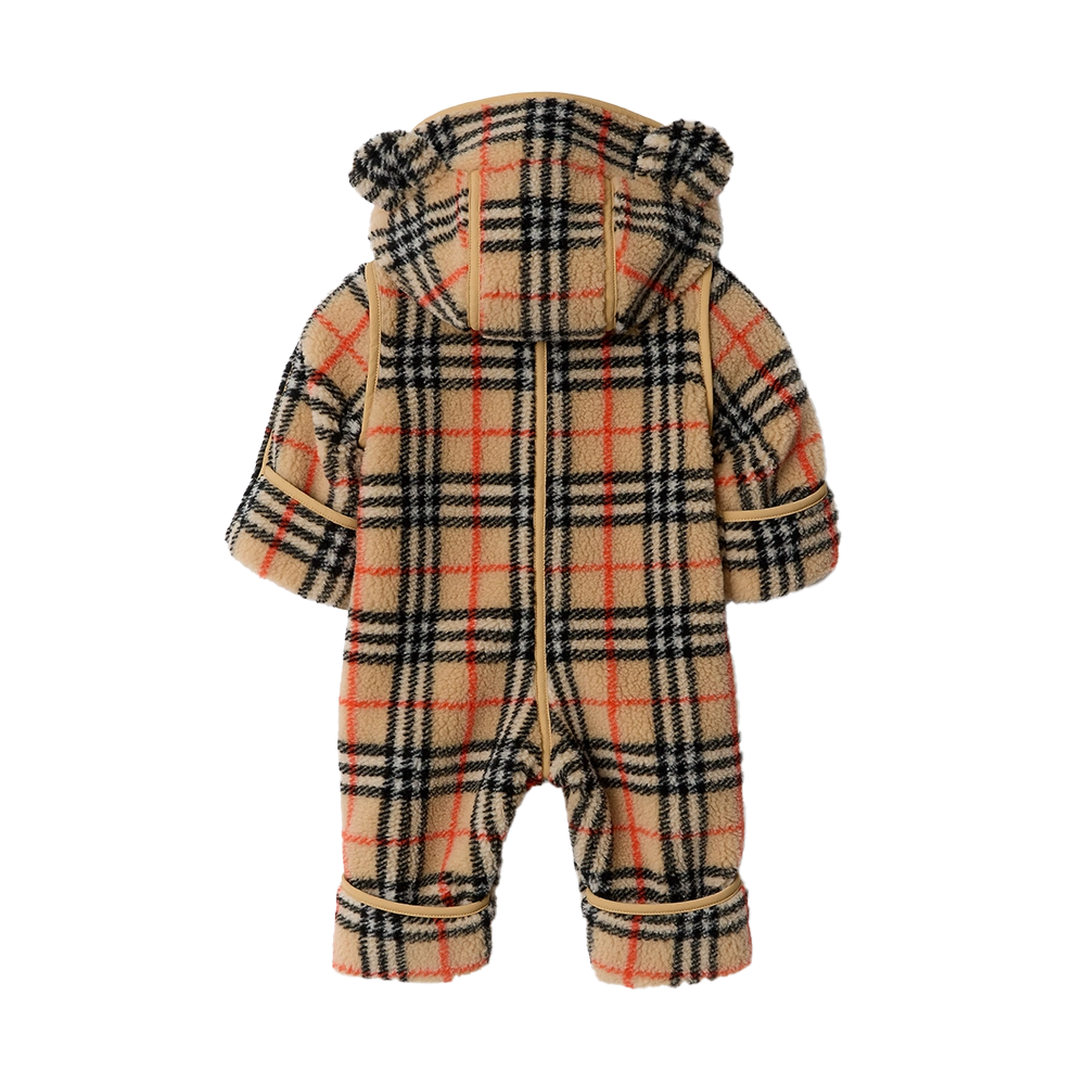 Burberry Jacquard Knit Soft Fleece Jumpsuit in Beige (Baby)