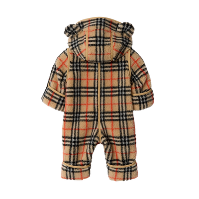 Baby Jacquardgebreid Soft Fleece-jumpsuit in beige