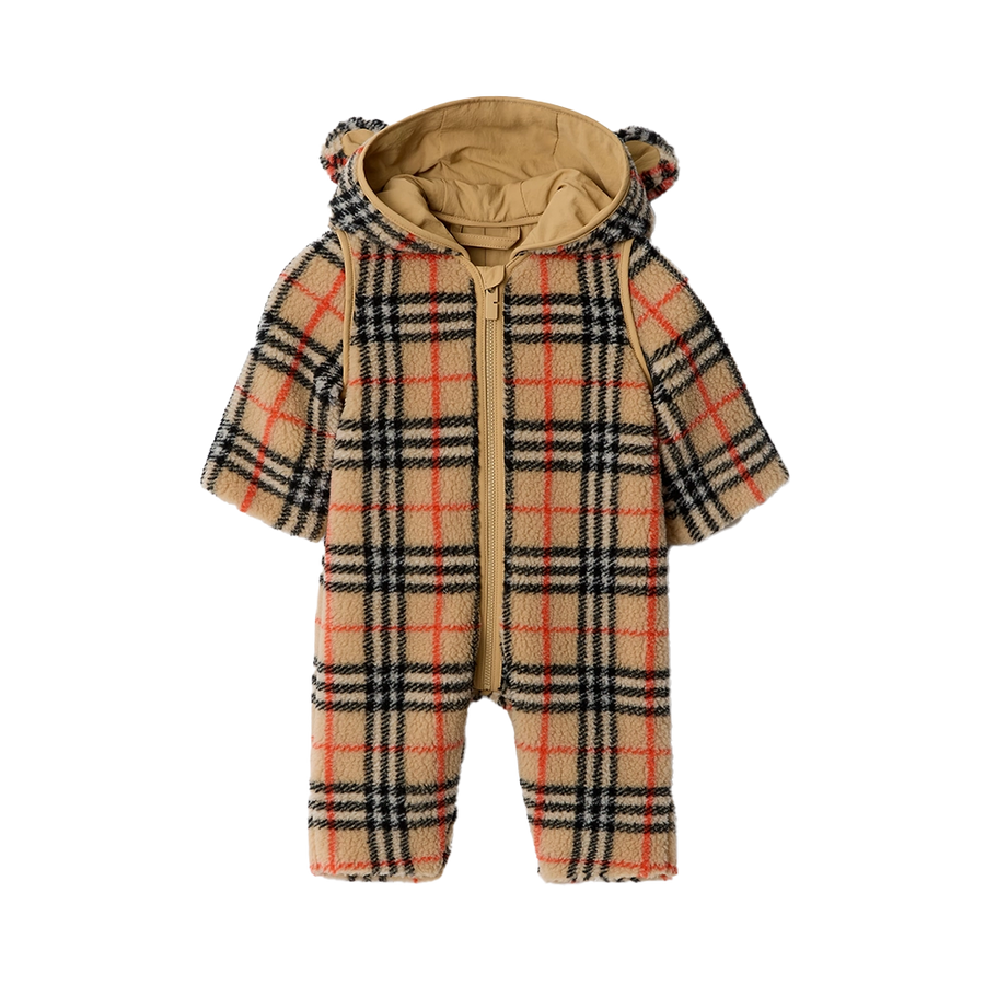 Burberry Jacquard Knit Soft Fleece Jumpsuit in Beige (Baby)