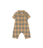 Baby Check Cotton Playsuit Sand Beige