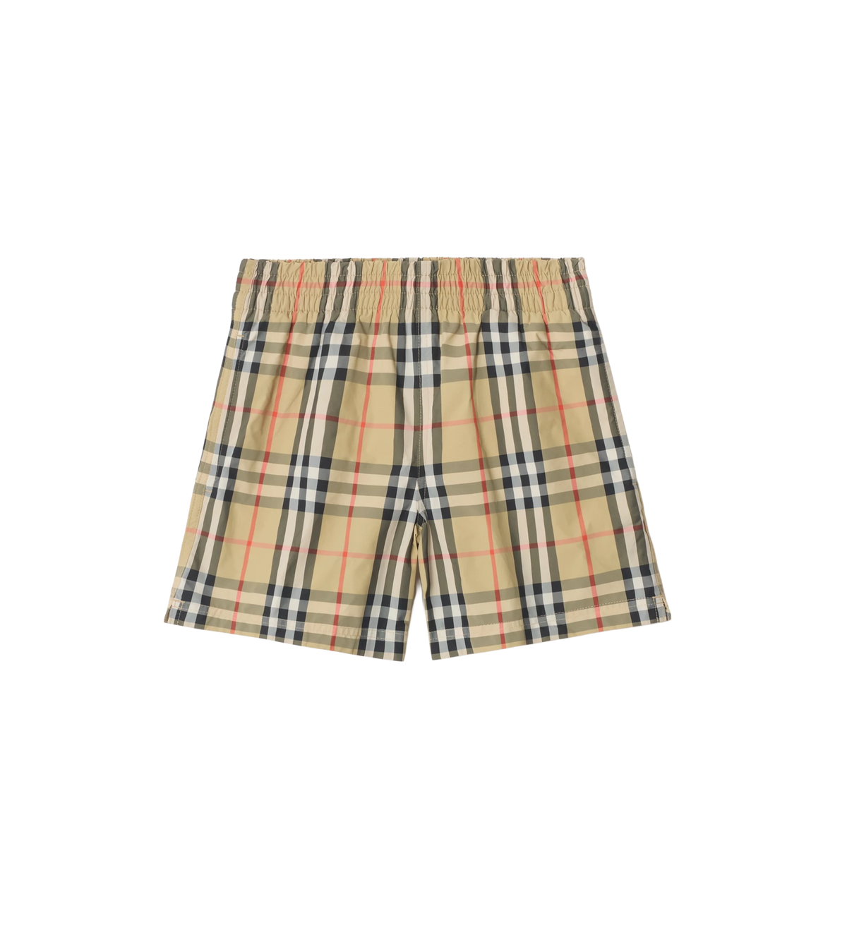 Kids Check Swim Shorts Sand Beige
