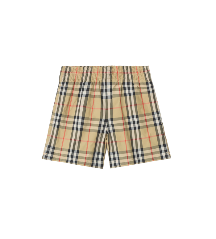 Kids Zwem Geruite Shorts Zandbeige