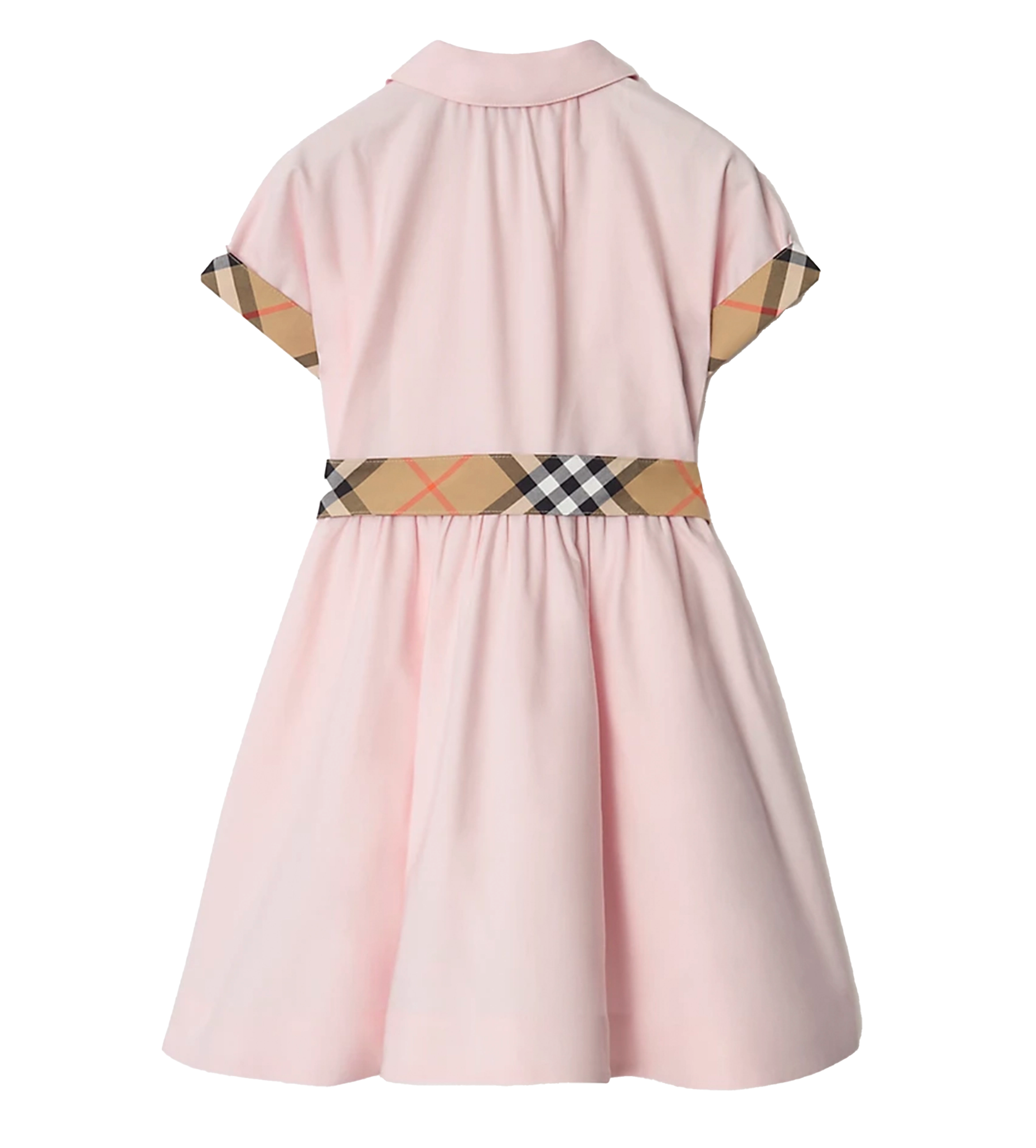 Burberry Check Trim Cotton Shirt Dress in Ice Pink (Kids)