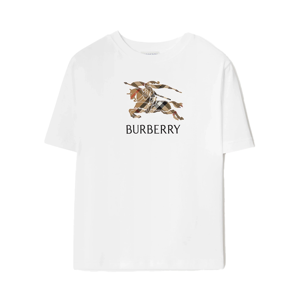 Burberry EKD Check Cotton T-Shirt in White (Kids)