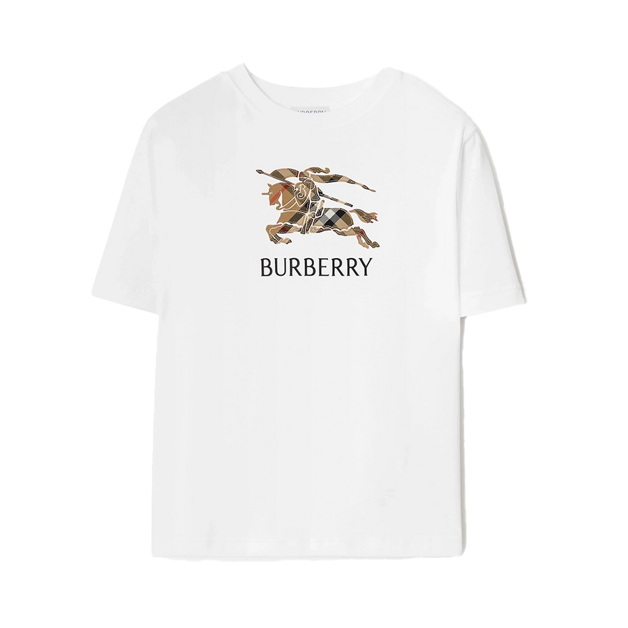 Burberry EKD Check Cotton T-Shirt in White (Kids)