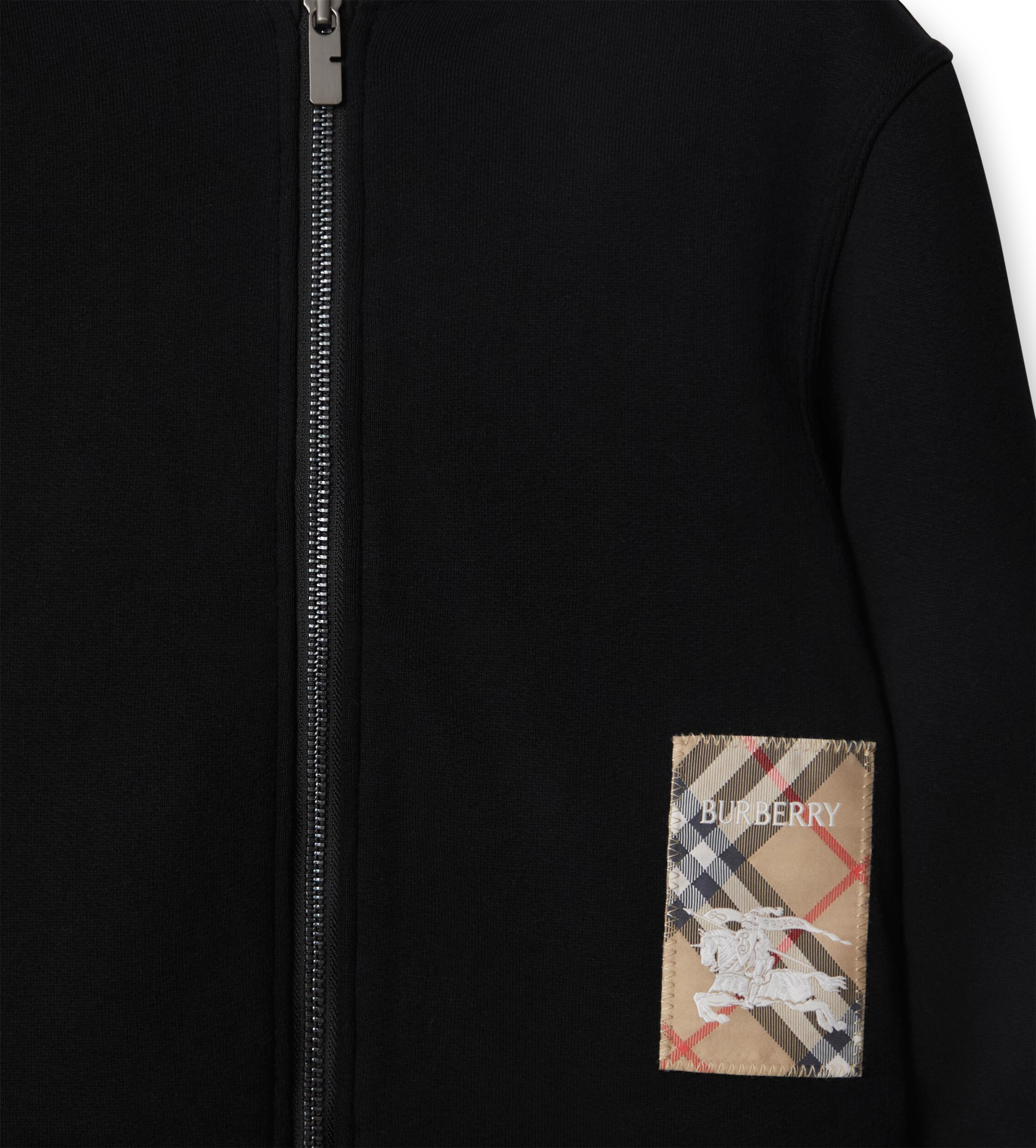 Check Label Zip Hoodie Black