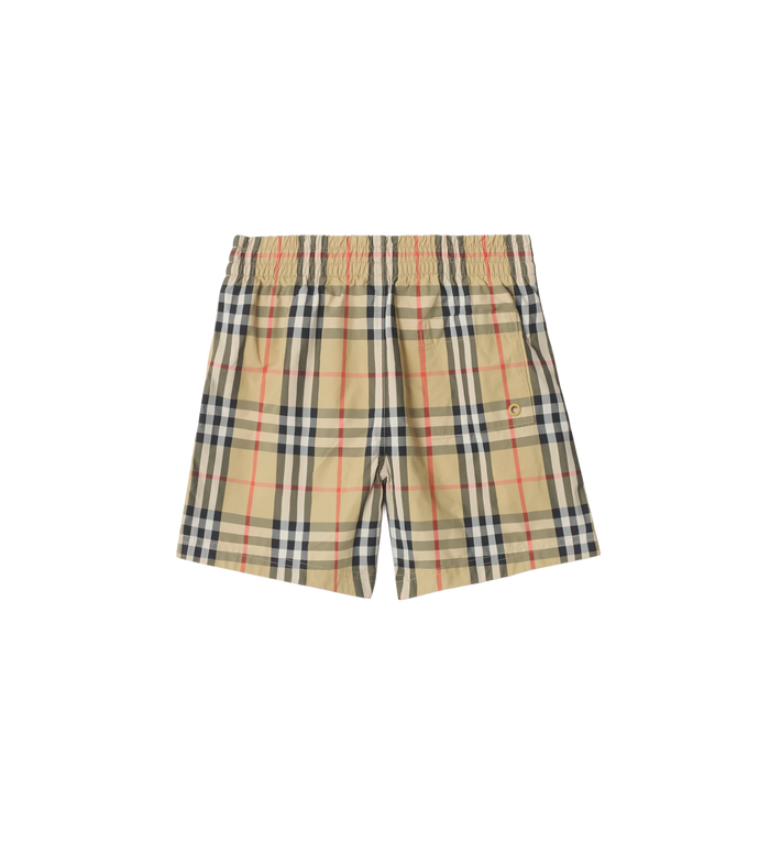 Kids Zwem Geruite Shorts Zandbeige