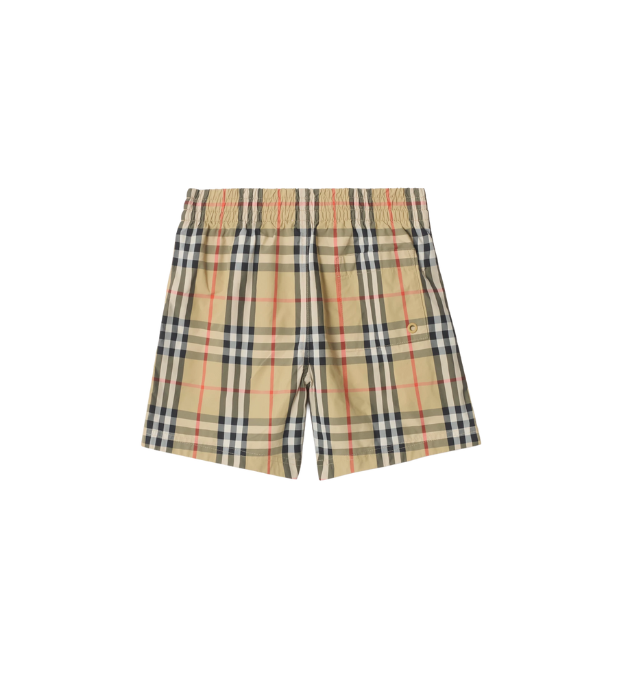 Kids Zwem Geruite Shorts Zandbeige