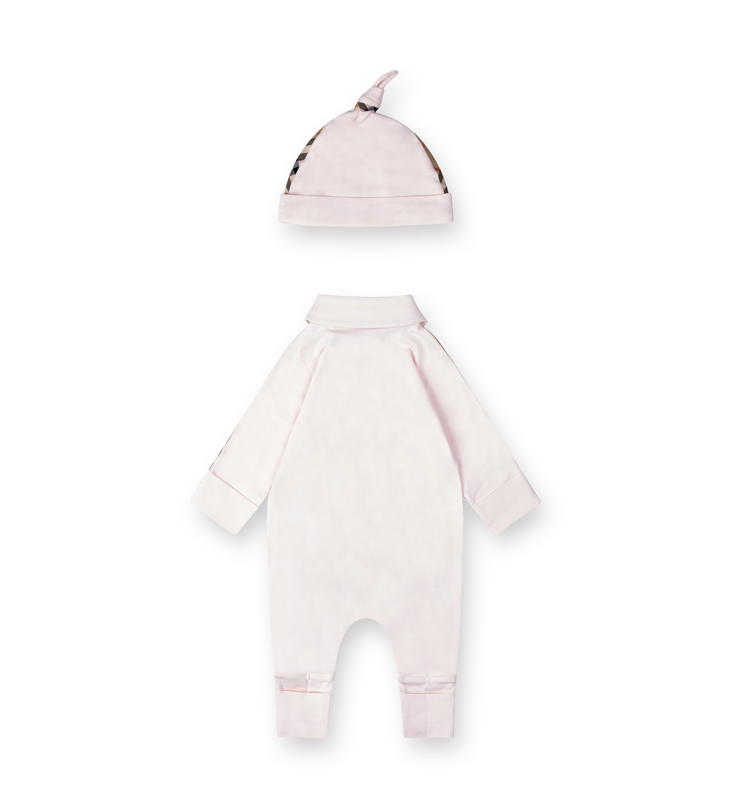 Burberry Stretch Cotton Three piece Baby Gift Set in Ice Pink