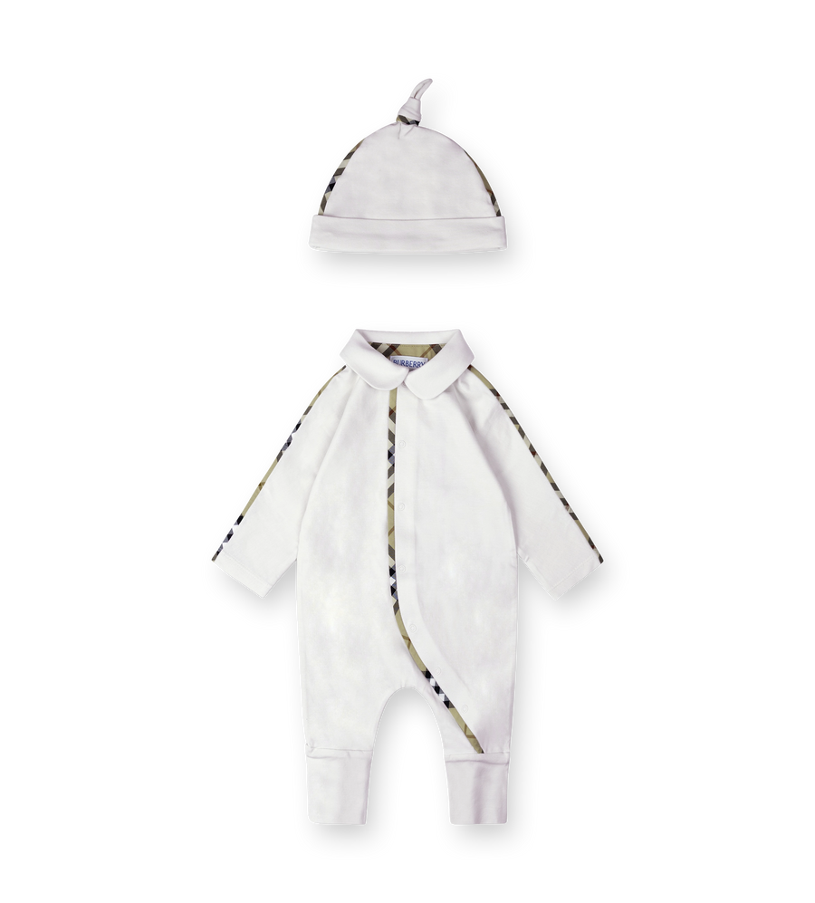 Burberry Stretch Cotton Three piece Baby Gift Set in White (Baby)