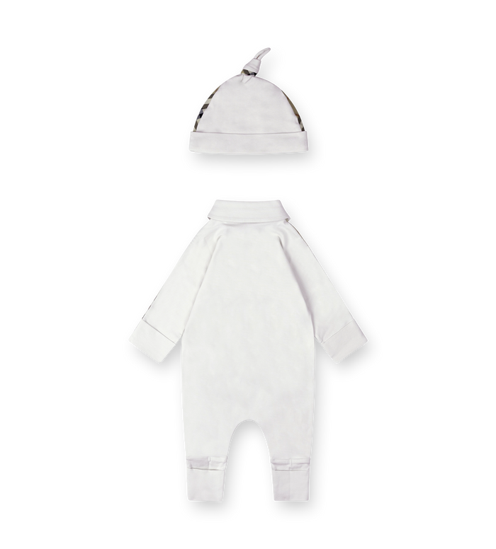 Baby Stretch Cotton Three piece Baby Gift Set in White