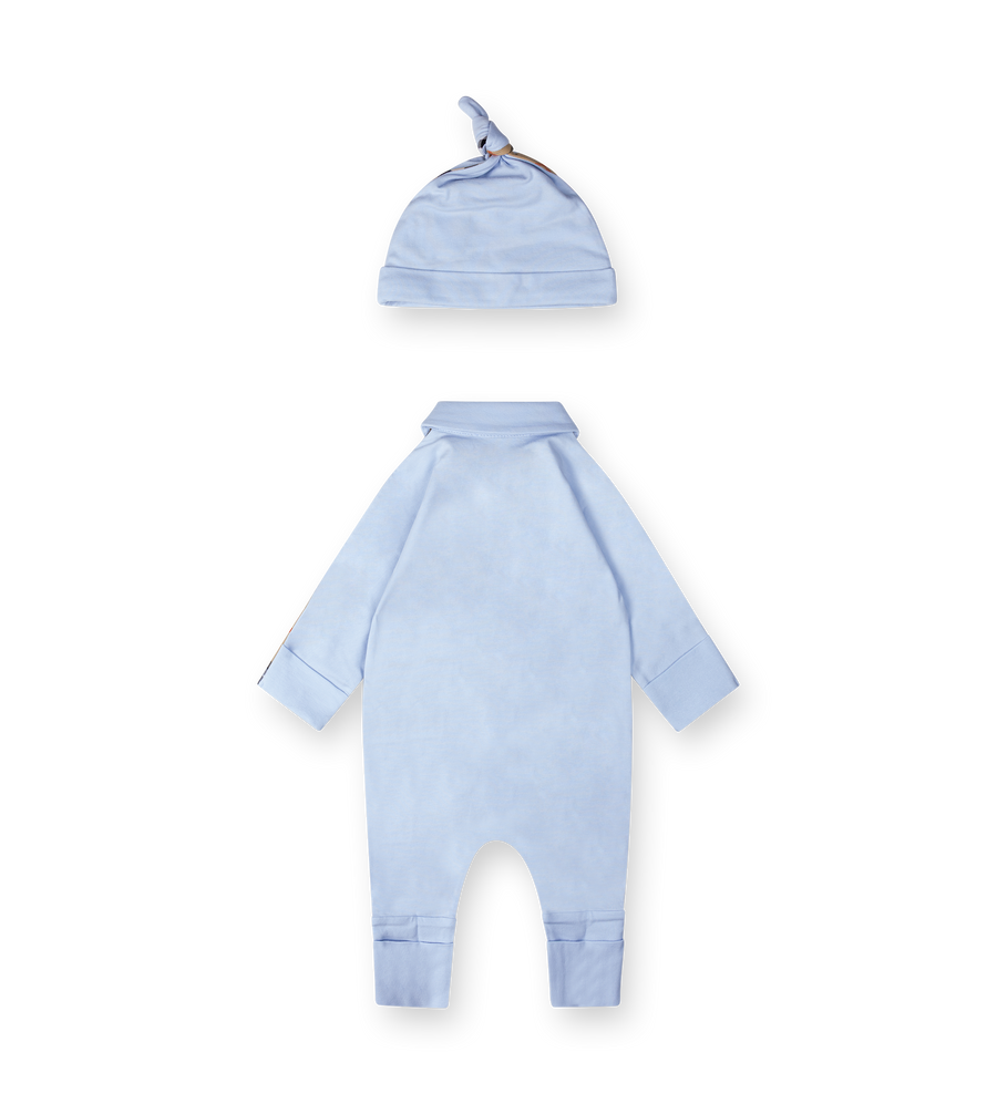 Burberry Stretch Cotton Three piece Gift Set in Ice Blue (Baby)