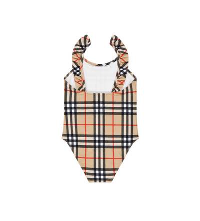Baby Geruite Badpak Met Ruches Beige