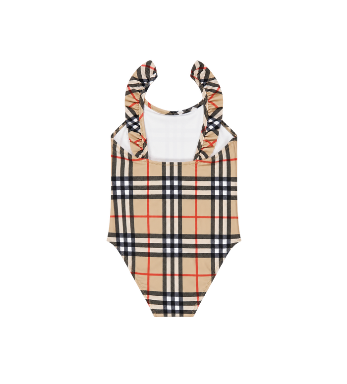 Baby Geruite Badpak Met Ruches Beige