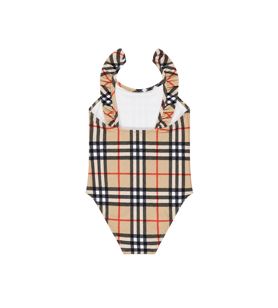 Baby Geruite Badpak Met Ruches Beige