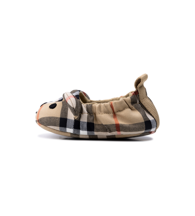 Burberry Thomas Bear Check Cotton Booties in Sand Beige