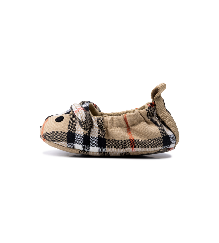 Burberry Thomas Bear Check Cotton Booties in Sand Beige