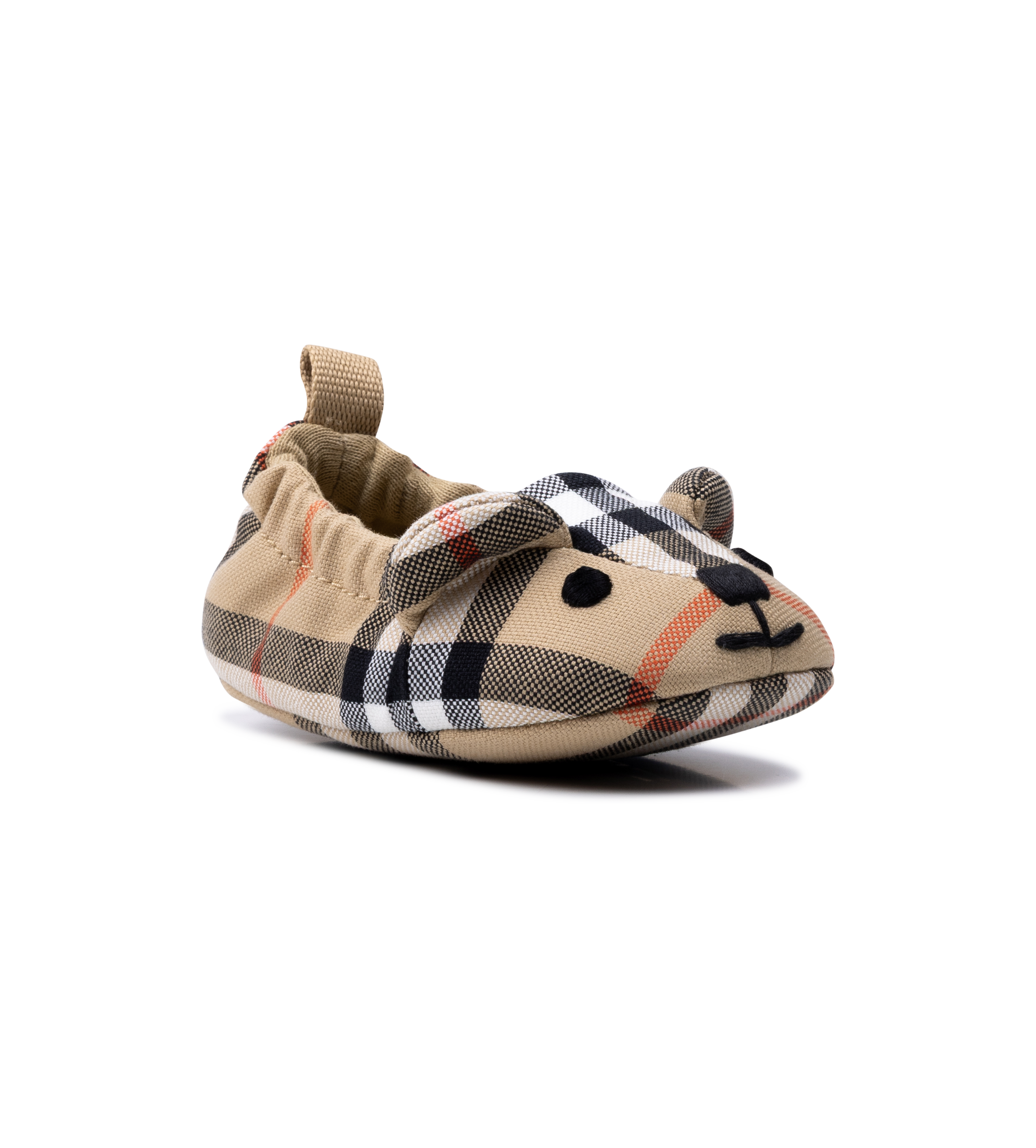 Burberry Thomas Bear Check Cotton Booties in Sand Beige