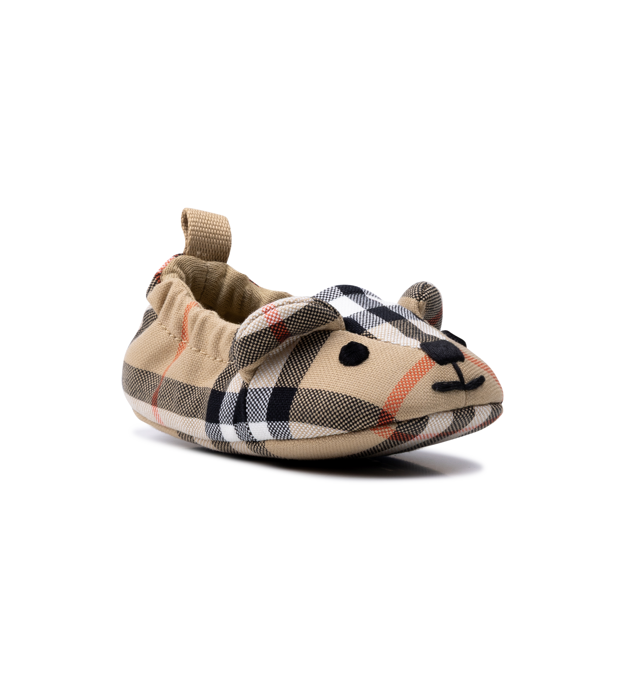 Burberry Thomas Bear Check Cotton Booties in Sand Beige