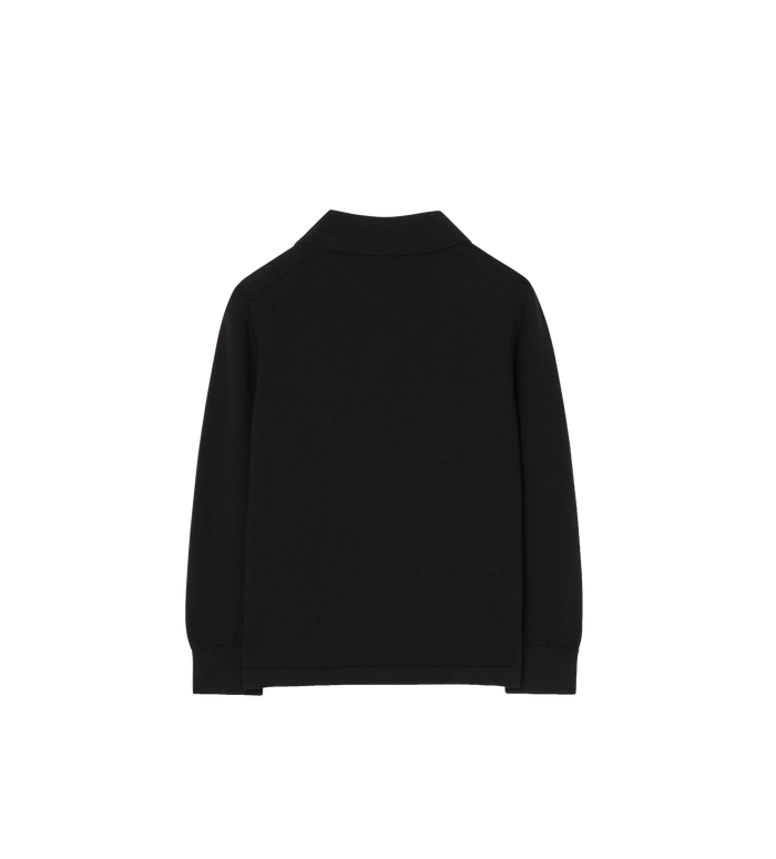 Kids Long-sleeve Knight Cotton Polo Shirt Black