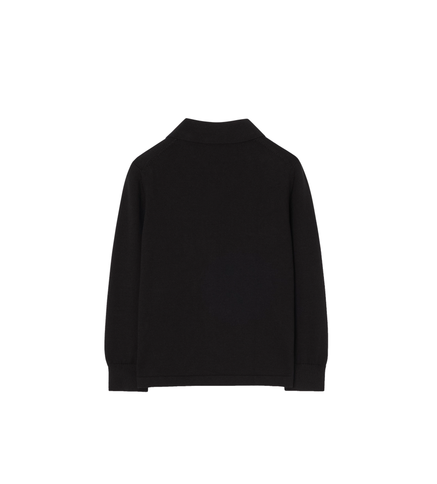 Kids Long-sleeve Knight Cotton Polo Shirt Black