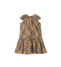 Kids Check Cotton Dress Sand Beige