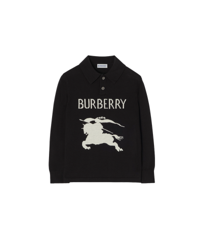 Kids Long-sleeve Knight Cotton Polo Shirt Black