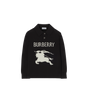 Kids Long-sleeve Knight Cotton Polo Shirt Black