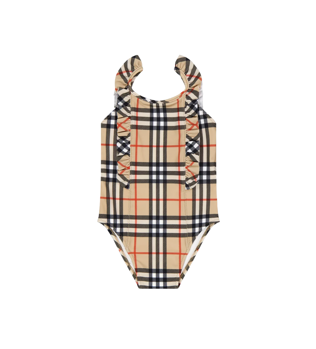 Baby Geruite Badpak Met Ruches Beige