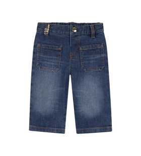 Jeans met Geborduurd Logo en Opgestikte Zakken Blauw