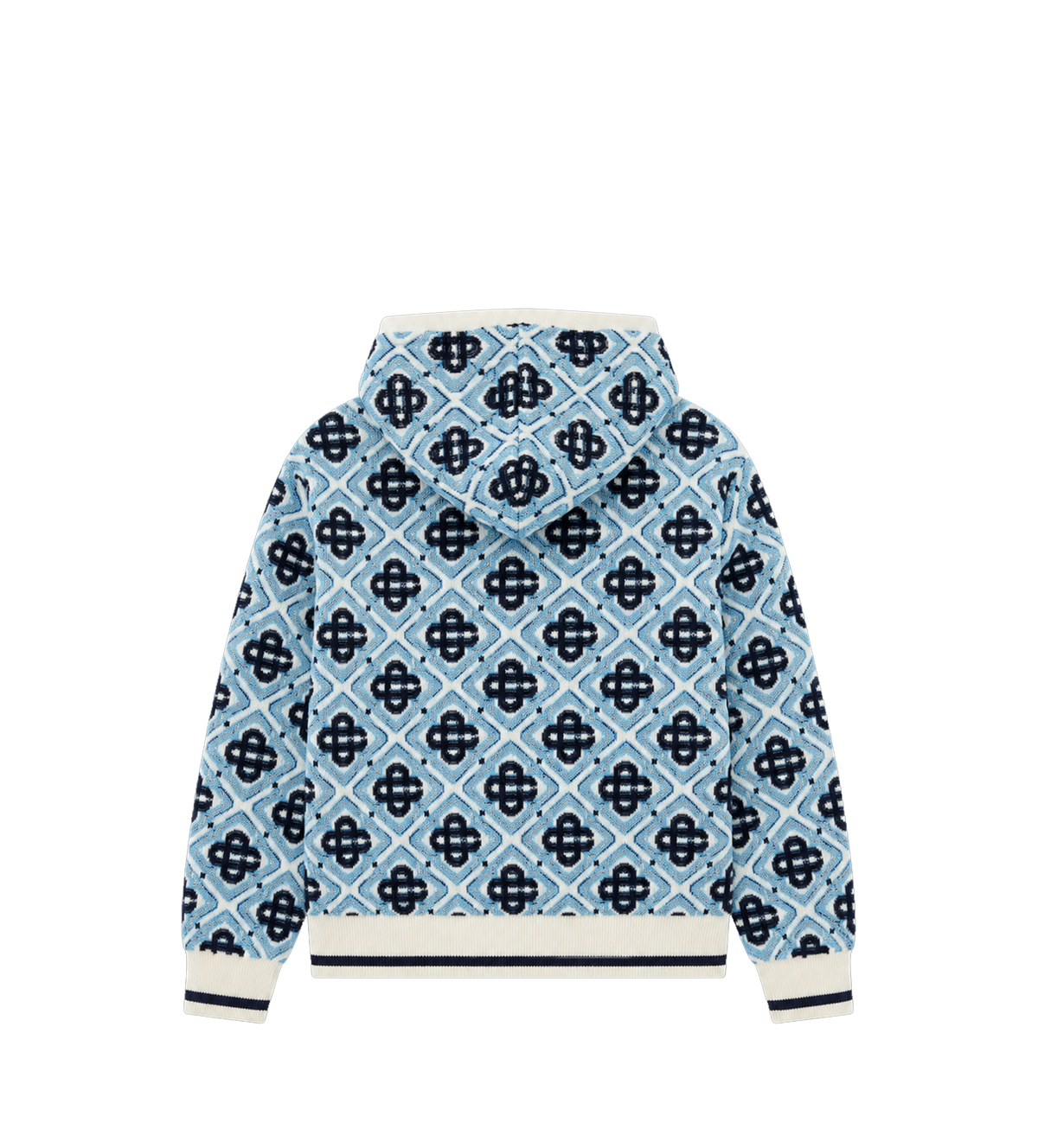 Kids Monogram Zip-Up Hooded Sweatshirt Blue