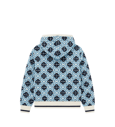Kids Monogram Zip-Up Hooded Sweatshirt Blue