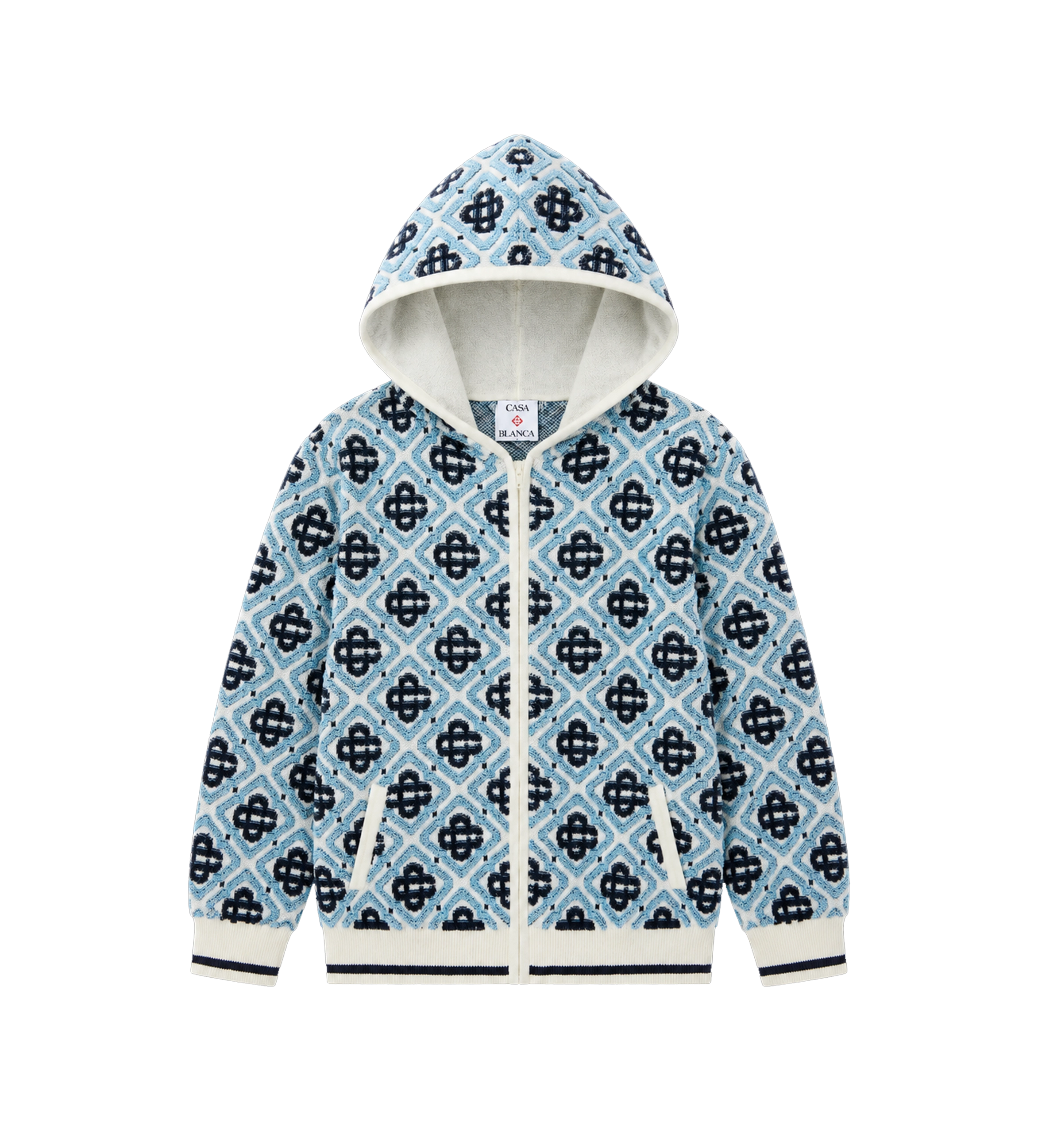 Kids Monogram Zip-Up sweatshirt met capuchon blauw