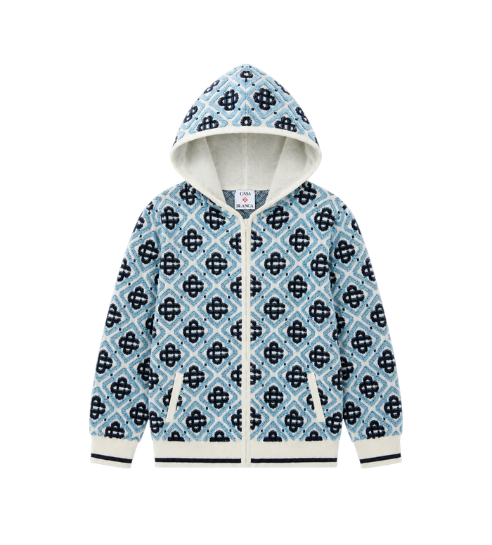 Kids Monogram Zip-Up sweatshirt met capuchon blauw