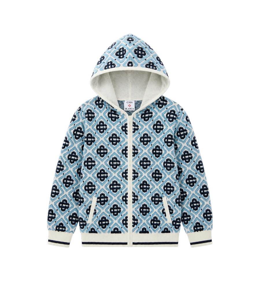 Kids Monogram Zip-Up sweatshirt met capuchon blauw