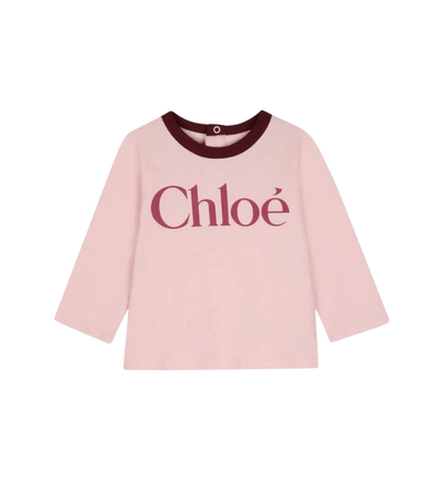 Baby Logo-Print Long-Sleeve T-Shirt Roze