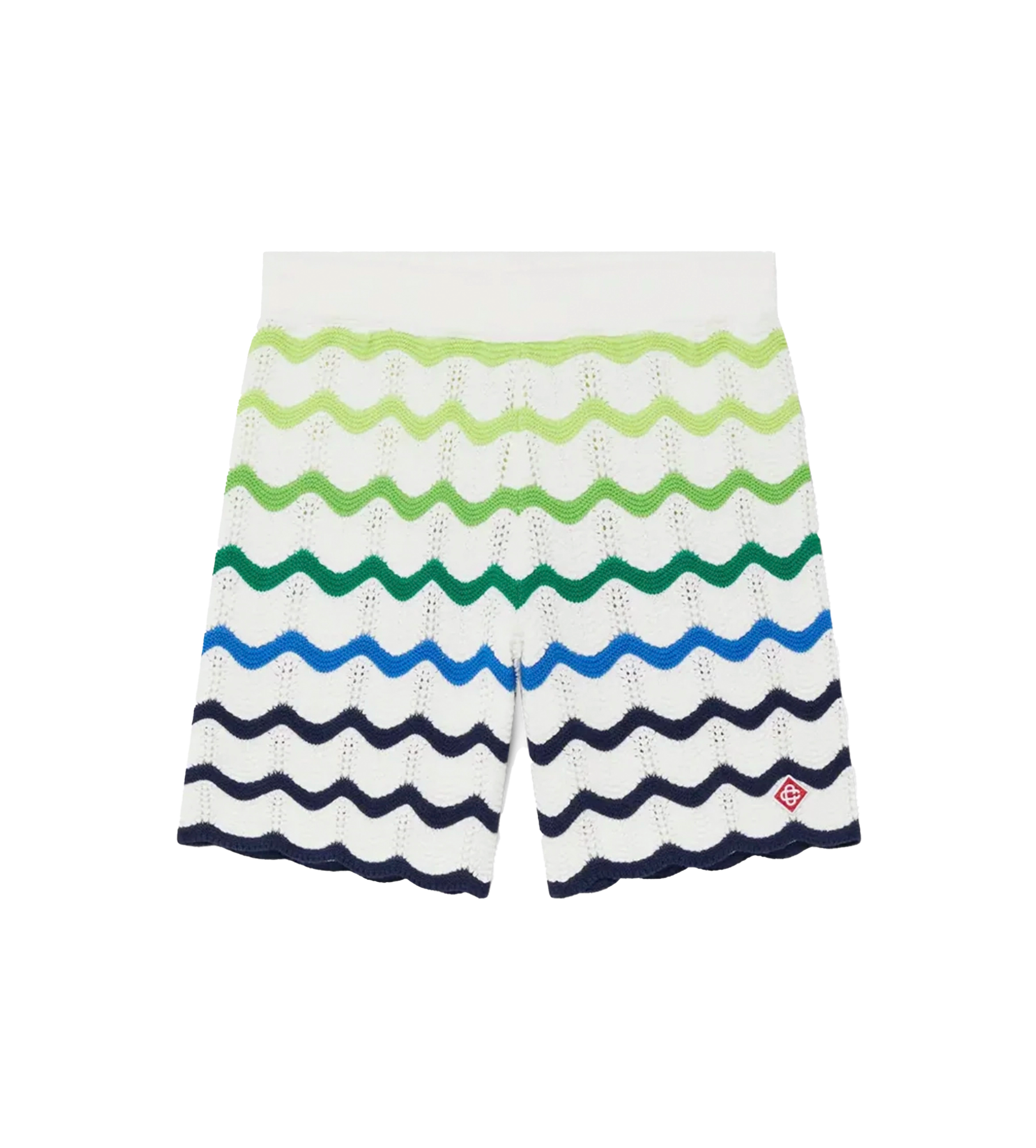 Casablanca Gradient Wave Knit Shorts in Green & Blue (Kids)