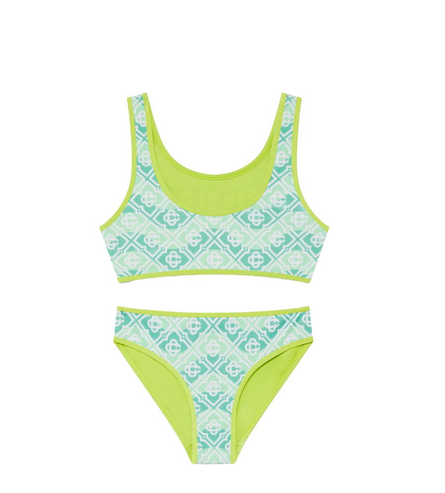 Casablanca Wavy Monogram Bikini Set in Green (Kids)