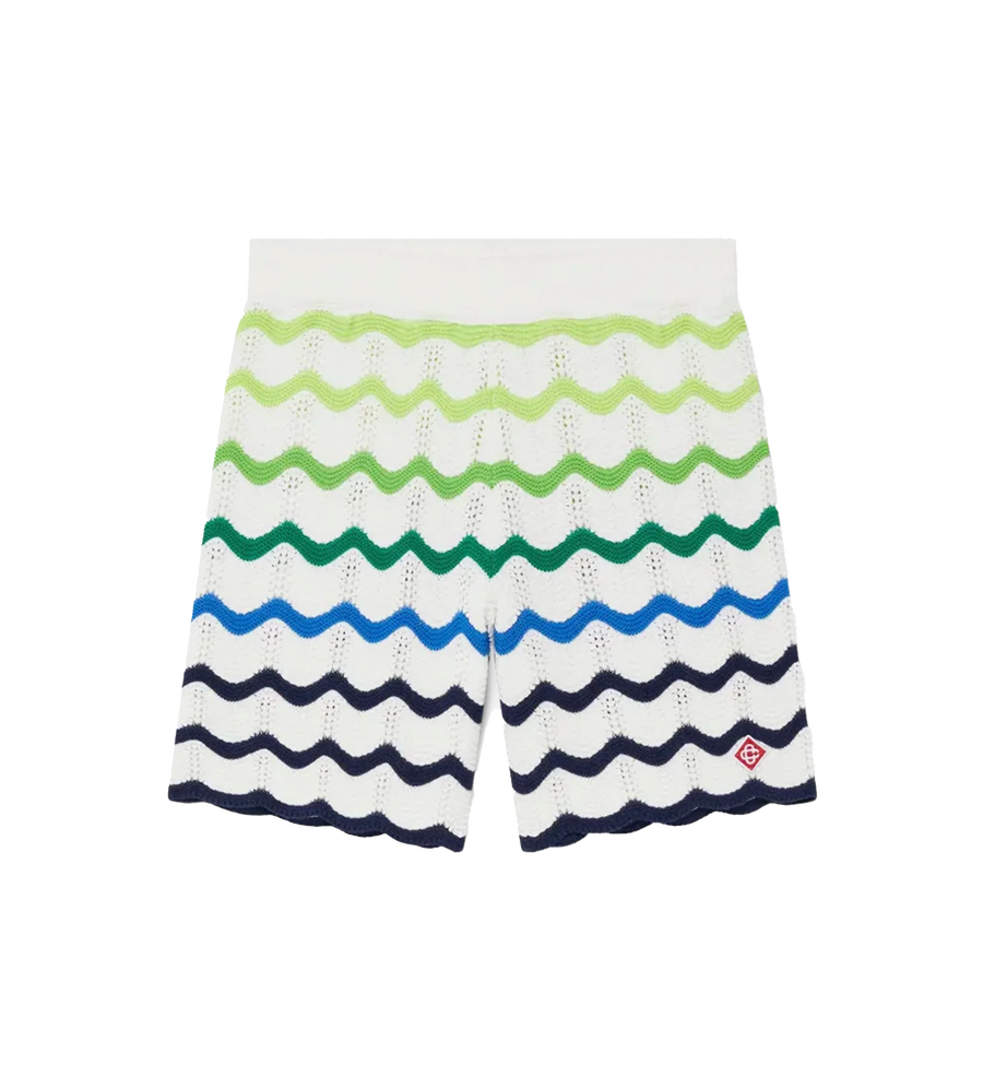 Casablanca Gradient Wave Knit Shorts in Green & Blue (Kids)