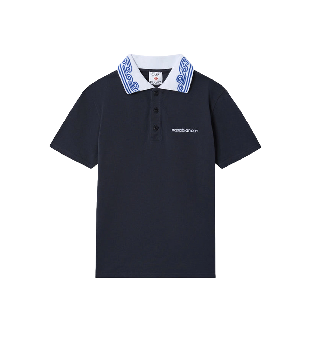 Kids Wave Short Sleeve Polo Shirt Navy