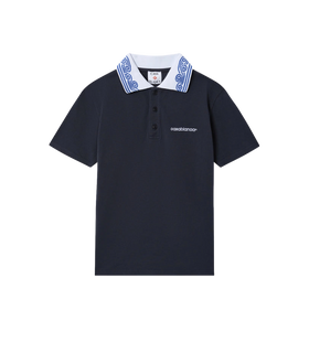 Kids Wave Short Sleeve Polo Shirt Navy
