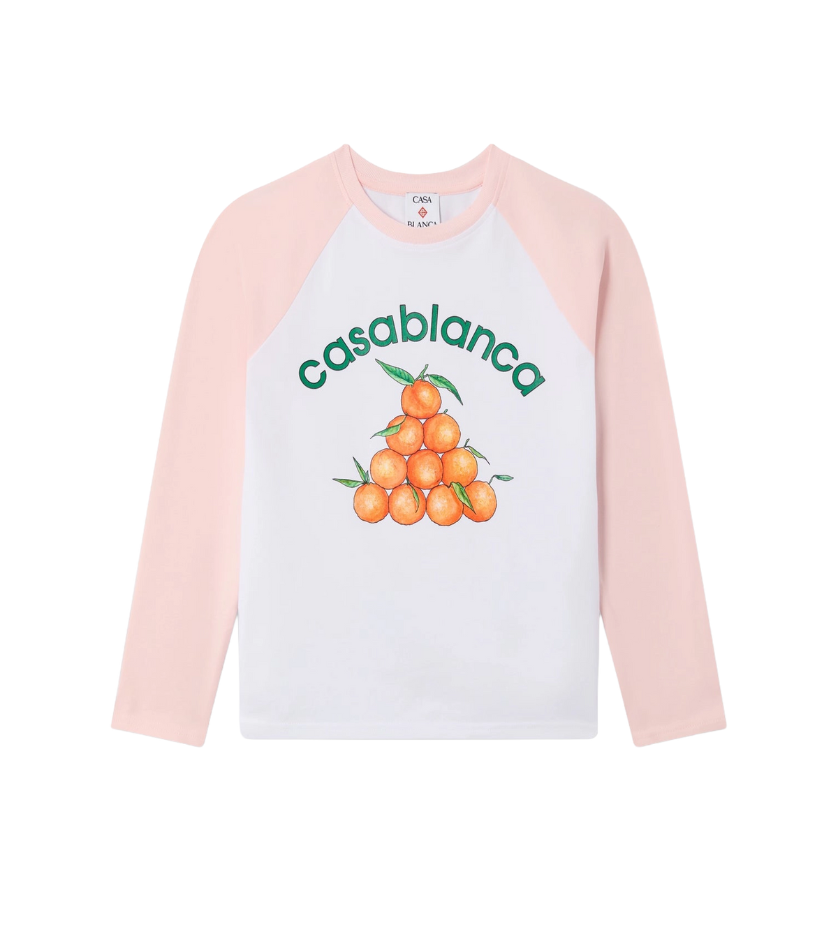 Kids Sinaasappelen Honkbal Lange Mouw T-shirt Wit/ Roze