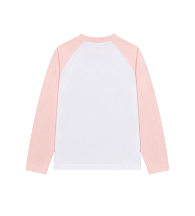 Kids Sinaasappelen Honkbal Lange Mouw T-shirt Wit/ Roze
